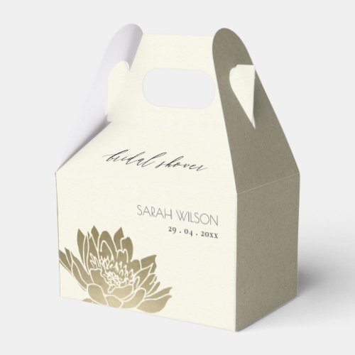 GLAMOROUS GOLD WHITE LOTUS FLORAL BRIDAL SHOWER FAVOR BOXES