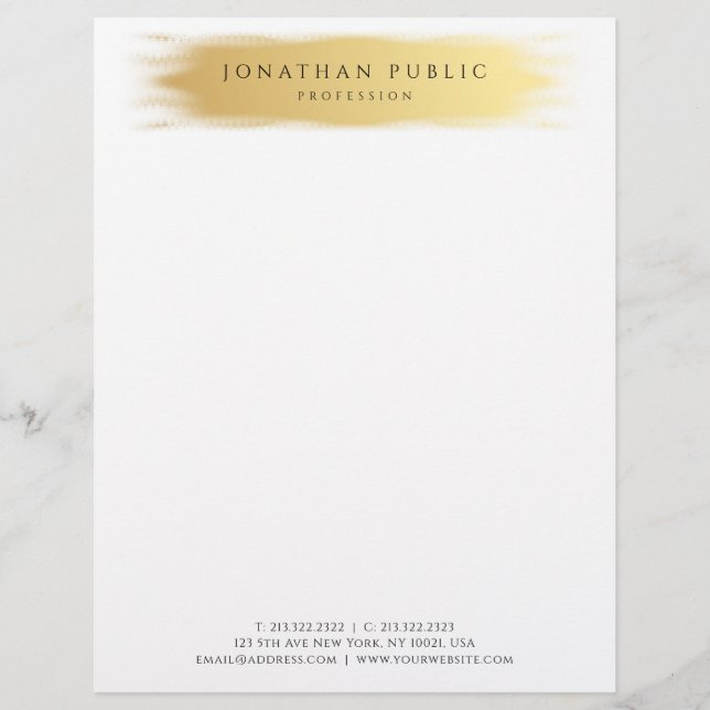 Glamorous Gold White Modern Elegant Template Letterhead (Front)