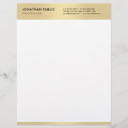 Glamorous Gold White Modern Minimalist Elegant Letterhead