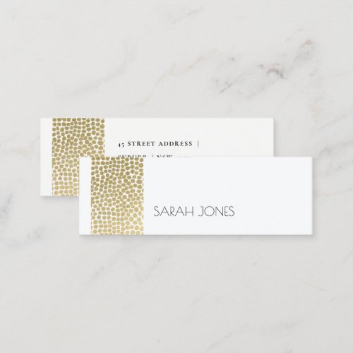 GLAMOROUS GOLD WHITE MOSAIC DOTS ADDRESS MINI BUSINESS CARD