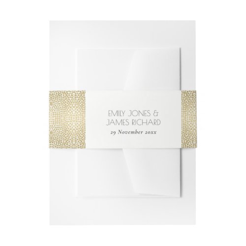 GLAMOROUS GOLD WHITE MOSAIC DOTS MONOGRAM INVITATION BELLY BAND