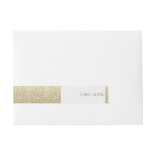 GLAMOROUS GOLD WHITE MOSAIC DOTS MONOGRAM WRAP AROUND ADDRESS LABEL