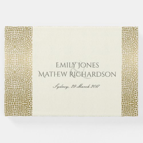 GLAMOROUS GOLD WHITE MOSAIC DOTS PERSONALISED GUEST BOOK