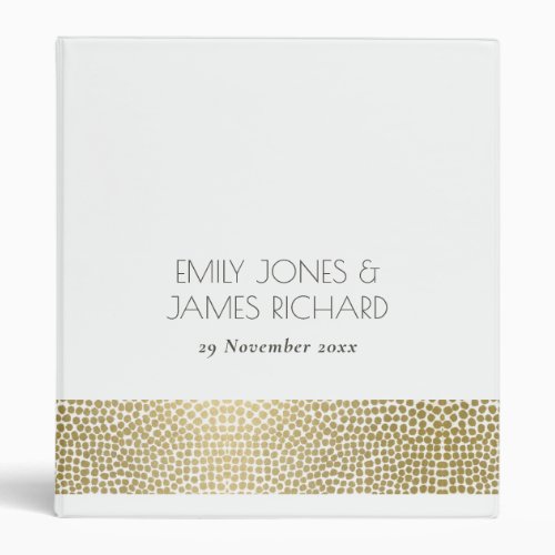 GLAMOROUS GOLD WHITE MOSAIC DOTS WEDDING BINDER