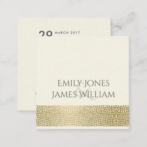 GLAMOROUS GOLD WHITE MOSAIC DOTS WEDDING SQUARE BUSINESS CARD