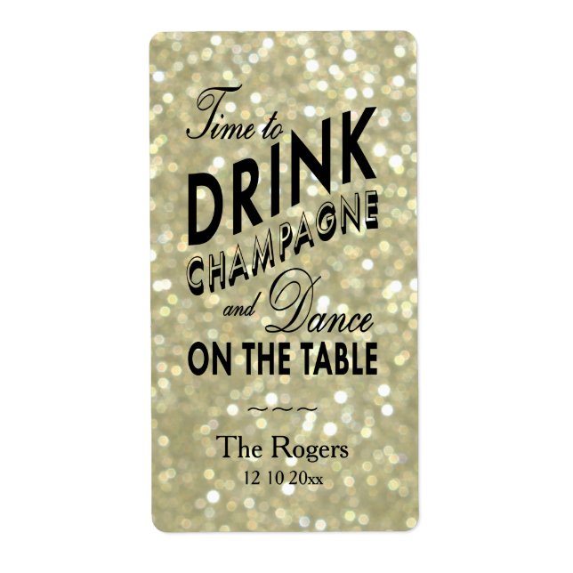 Glamorous Gold Wine Label (Front)