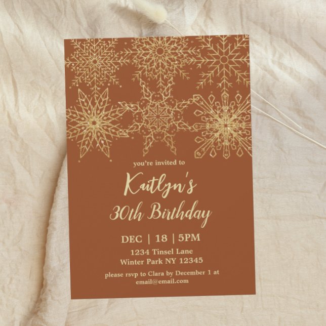 Glamorous Gold Winter 30th Birthday  Invitation (Creator Uploaded)