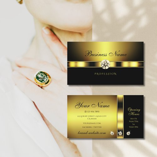 Glamorous Golden and Black with Shimmery Diamonds Business Card
