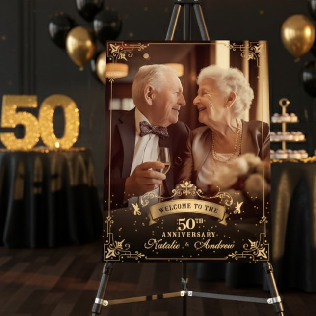 Glamorous Golden Anniversary Shiny Gold Welcome Foam Board (Glamorous Golden Anniversary Shiny Gold Welcome Foam Board)