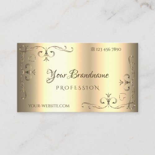Glamorous Golden Ornaments Ornate Corners Elegant Business Card