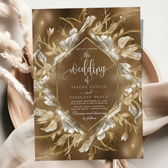 Glamorous Golden Themed Floral Wedding Invitation (Creator Uploaded)