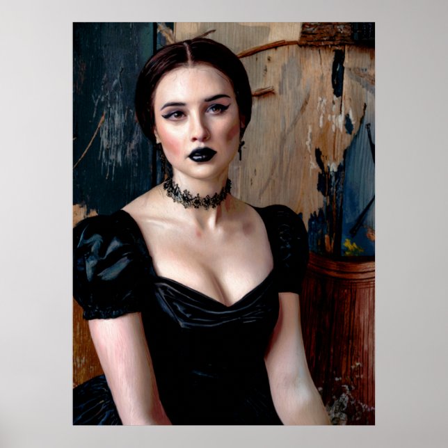 Glamorous Goth Simulated Oil Painting Poster (Front)