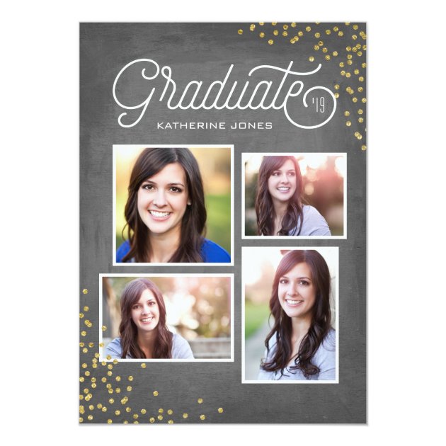 Glamorous Grad 4-Photo Collage Graduation Card