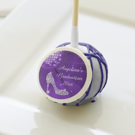 Glamorous Graduation Disco Ball & Sparkle Heel Cake Pops (Front Insitu)