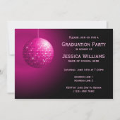 Glamorous Graduation Pink Party Disco Ball Invitation (Back)