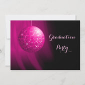 Glamorous Graduation Pink Party Disco Ball Invitation (Front)