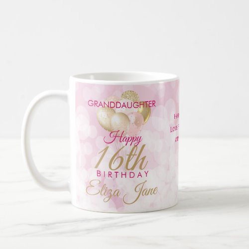 Glamorous Granddaughter 16th Birthday Balloon Coffee Mug