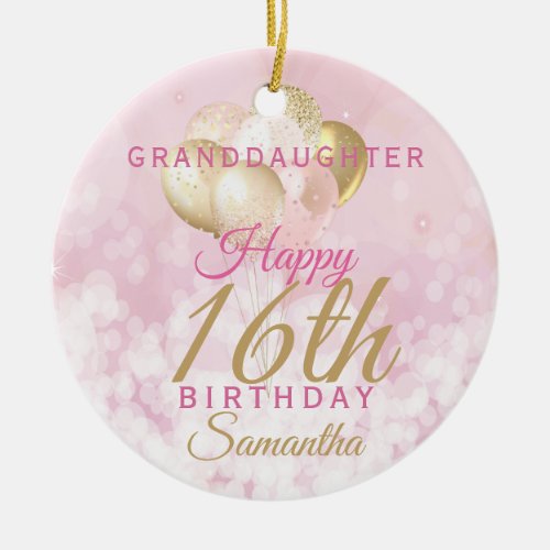 Glamorous Granddaughter 16th Birthday Ceramic Ornament