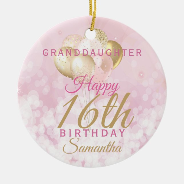 Glamorous Granddaughter 16th Birthday Ceramic Ornament (Front)