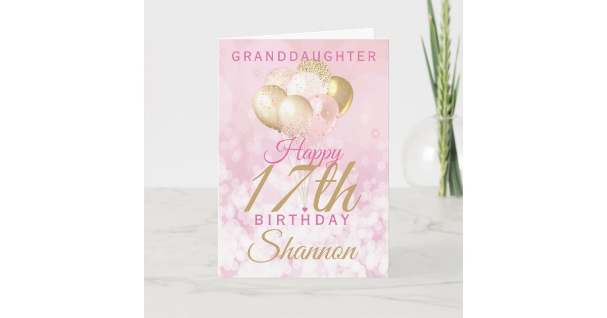 Glamorous Granddaughter 17th Birthday Balloon Card 