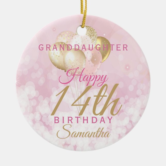 Glamorous Granddaughter 1th Birthday Ceramic Ornament (Front)