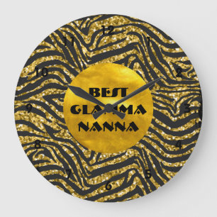 Glamorous Grandma Gold Black Animal Print Glam-ma Large Clock