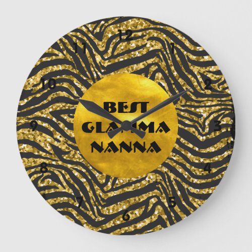 Glamorous Grandma Gold Black Animal Print Glam_ma Large Clock