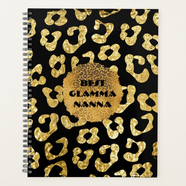 Glamorous Grandma Gold Black Animal Print Glam-ma Planner (Front)