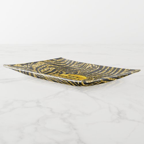 Glamorous Grandma Gold Black Animal Print Glam_ma Trinket Tray