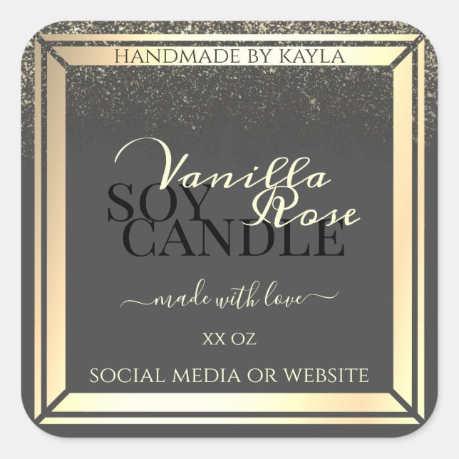 Glamorous Gray Product Packaging Labels Gold Frame (Front)