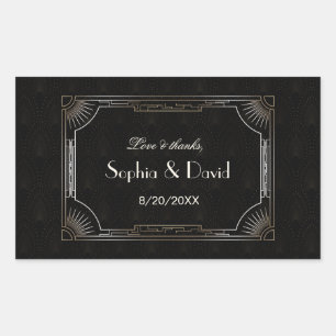 Glamorous Great Gatsby Gold Art Deco Wedding Rectangular Sticker
