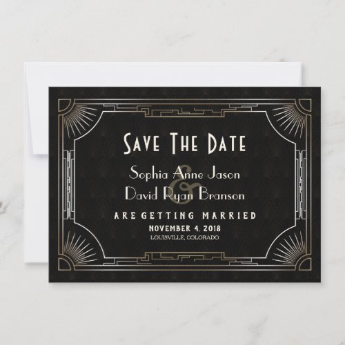 Glamorous Great Gatsby Gold Art Deco Wedding Save The Date