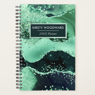 Glamorous Green faux Sequin Glitter Agate Planner