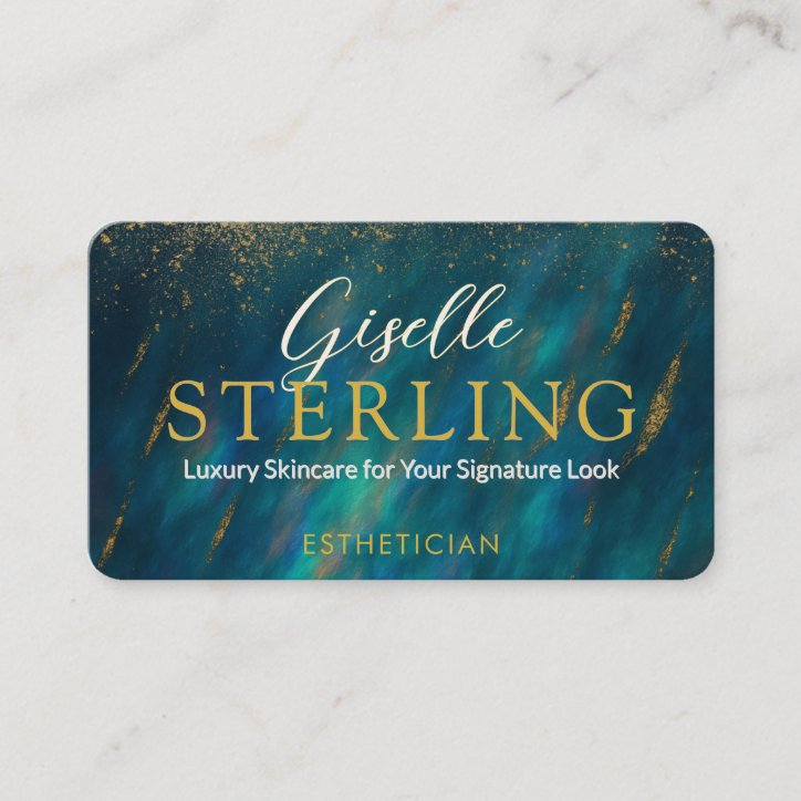 Glamorous Green Opal Modern Esthetician QR Code Business Card