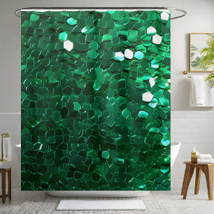 Glamorous Green Sequin Shower Curtain