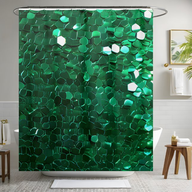 Glamorous Green Sequin Shower Curtain (Creator Uploaded)