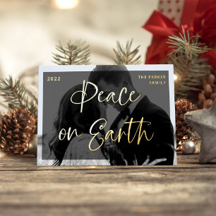 Glamorous Greetings Dark Overlay and Two Photos Foil Holiday Card