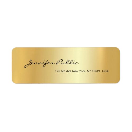 Glamorous Hand Script Simple Gold Return Address Label