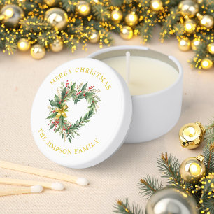 Glamorous Heart-Shaped Floral Christmas Mini Candle Favors