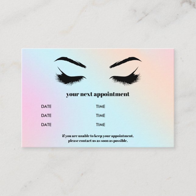 Glamorous Holographic Browbar Eyelash Luxury Business Card (Front)