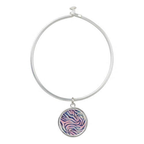 Glamorous Holographic Glitter Blue Zebra Stripes Bangle Bracelet