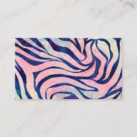 Glamorous Holographic Glitter Blue Zebra Stripes Business Card