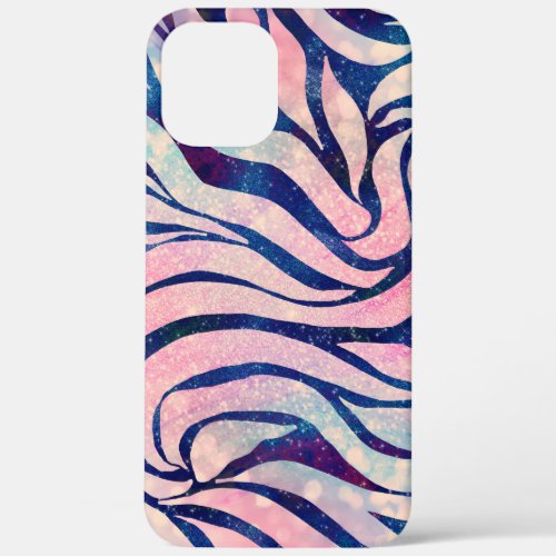 Glamorous Holographic Glitter Blue Zebra Stripes iPhone 12 Pro Max Case