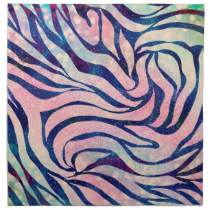 Glamorous Holographic Glitter Blue Zebra Stripes Cloth Napkin