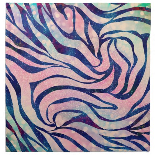 Glamorous Holographic Glitter Blue Zebra Stripes Cloth Napkin