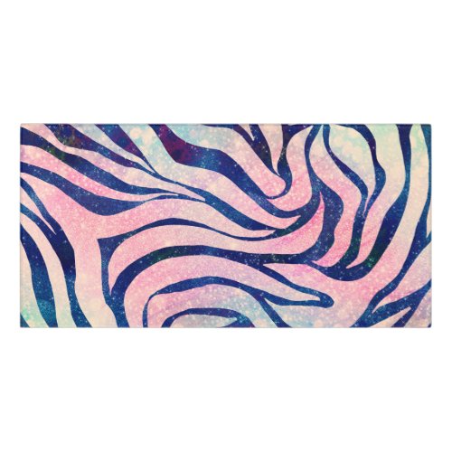 Glamorous Holographic Glitter Blue Zebra Stripes Door Sign