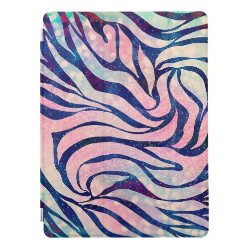 Glamorous Holographic Glitter Blue Zebra Stripes iPad Pro Cover