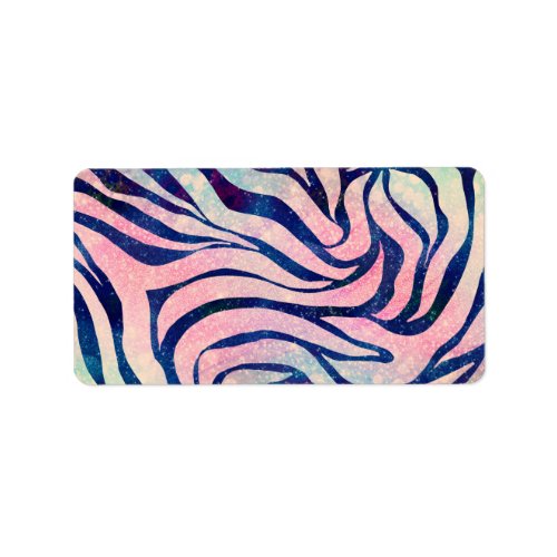 Glamorous Holographic Glitter Blue Zebra Stripes Label