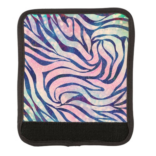 Glamorous Holographic Glitter Blue Zebra Stripes Luggage Handle Wrap