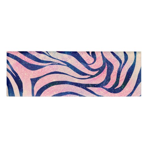 Glamorous Holographic Glitter Blue Zebra Stripes Name Tag